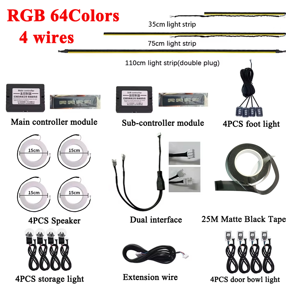 RGB 64 Colors LED Car Ambient  – Led El Wire recenzja i cena