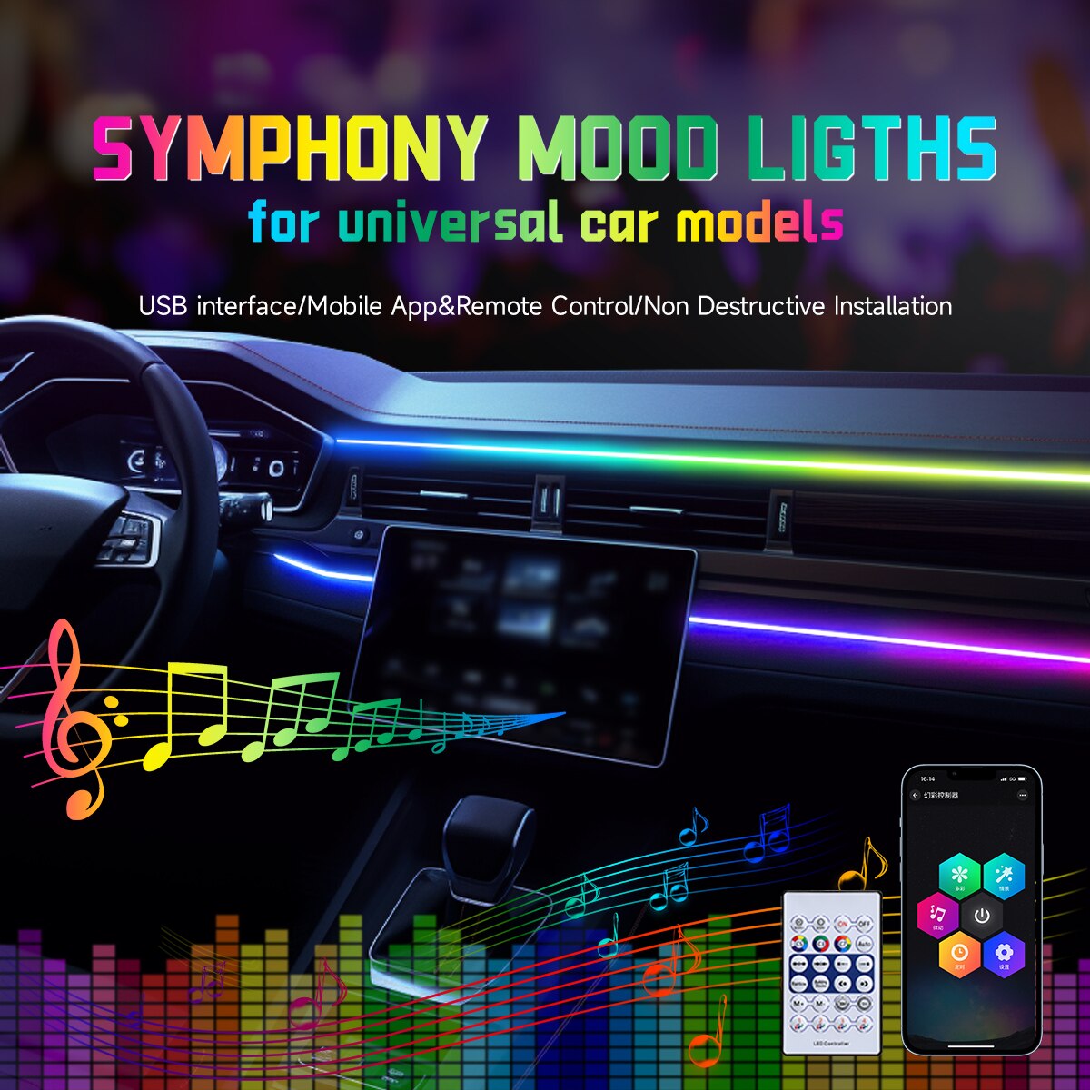 Car LED Ambient Light USB 64 C – Led El Wire recenzja i cena